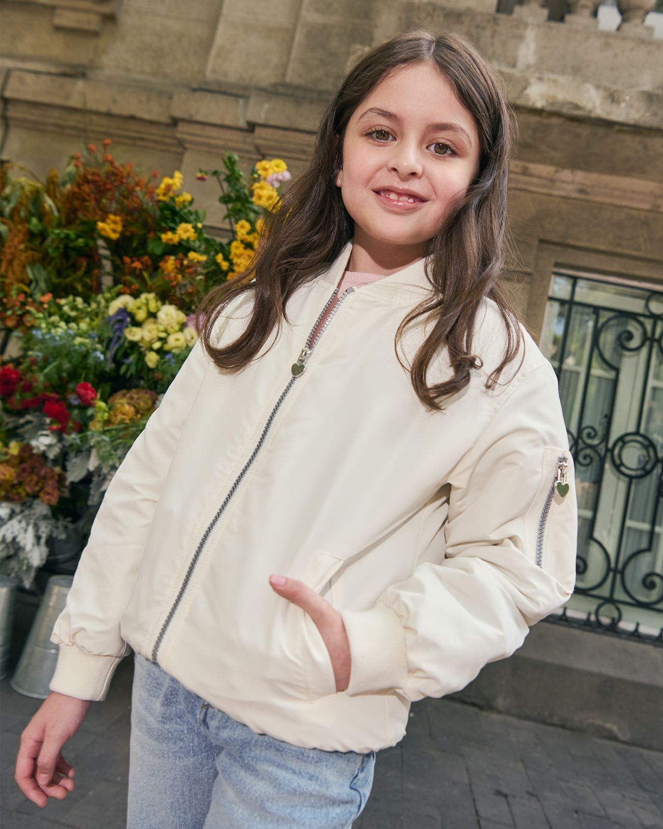 Chamarra Bomber Crema